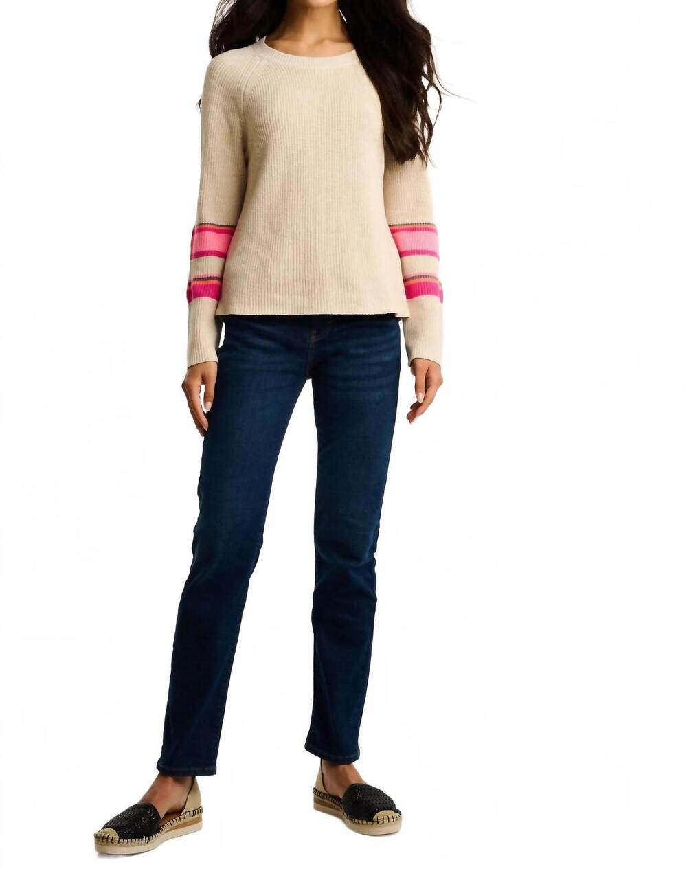 NEW LISA TODD sun shaker cotton sweater in almond
